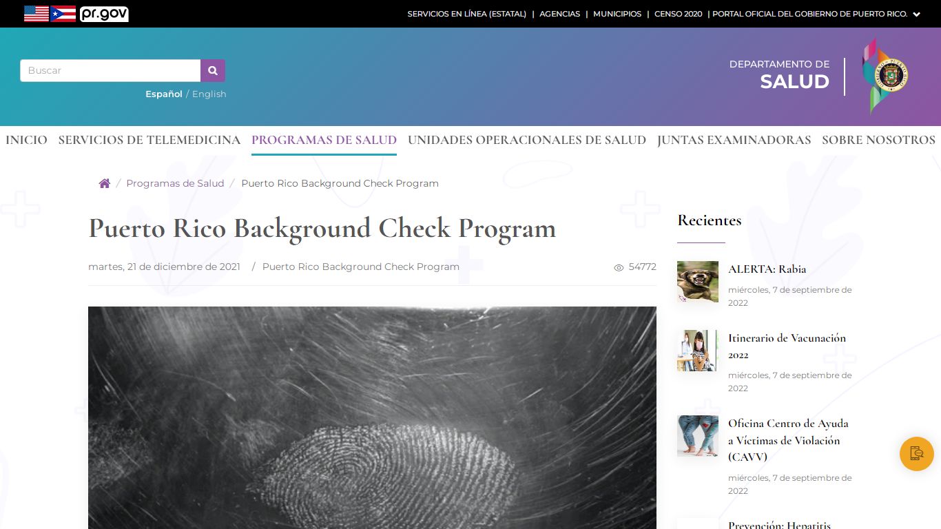 Puerto Rico Background Check Program - Salud